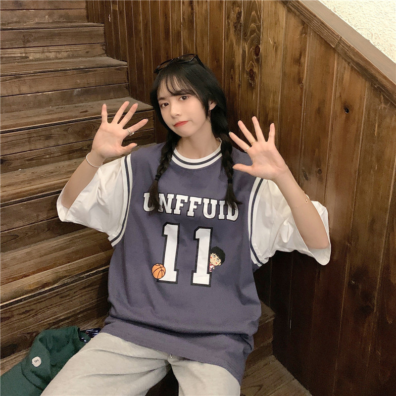 SUXI Áo Thun Bóng Rổ Ngắn Tay Dáng Rộng Thời Trang Mùa Hè Dành Cho Nữ