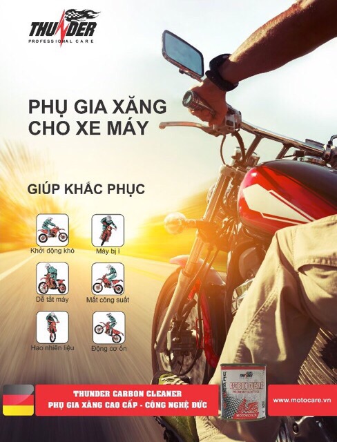 Phụ Gia Xăng Vệ Sinh Buồng Đốt - Béc Phun - Kim Phun Thunder Carbon Cleaner - Moto Care