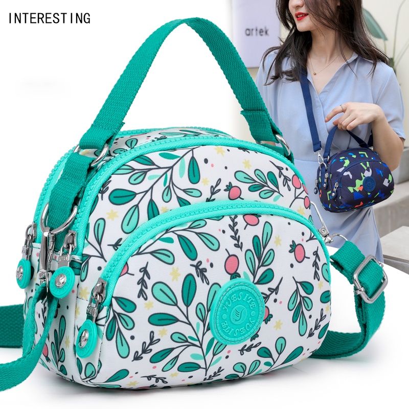 Túi Đeo Vai Bằng Vải Nylon In Họa Tiết Màu Sắc Phong Cách Mới Cho Nữ