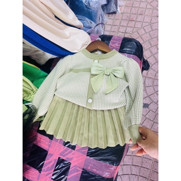 Sét váy len nơ cao cấp cho bé gái 10-20kg