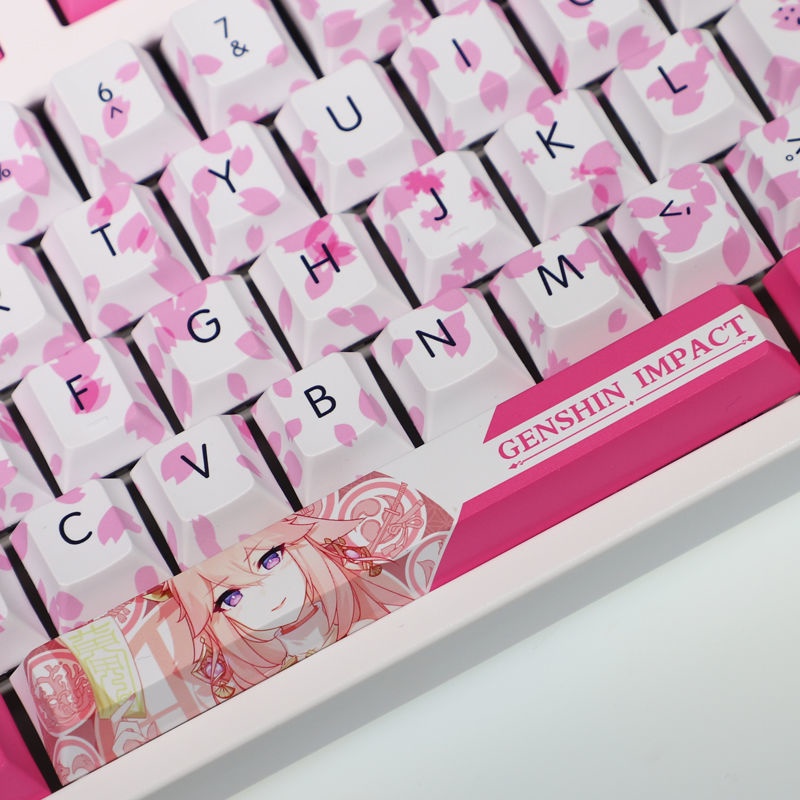 Genshin Impact keycap Cherry Hồ sơ Miss Fox chủ đề anime PBT Dye thăng hoa bàn phím cơ học keycap 108 phím