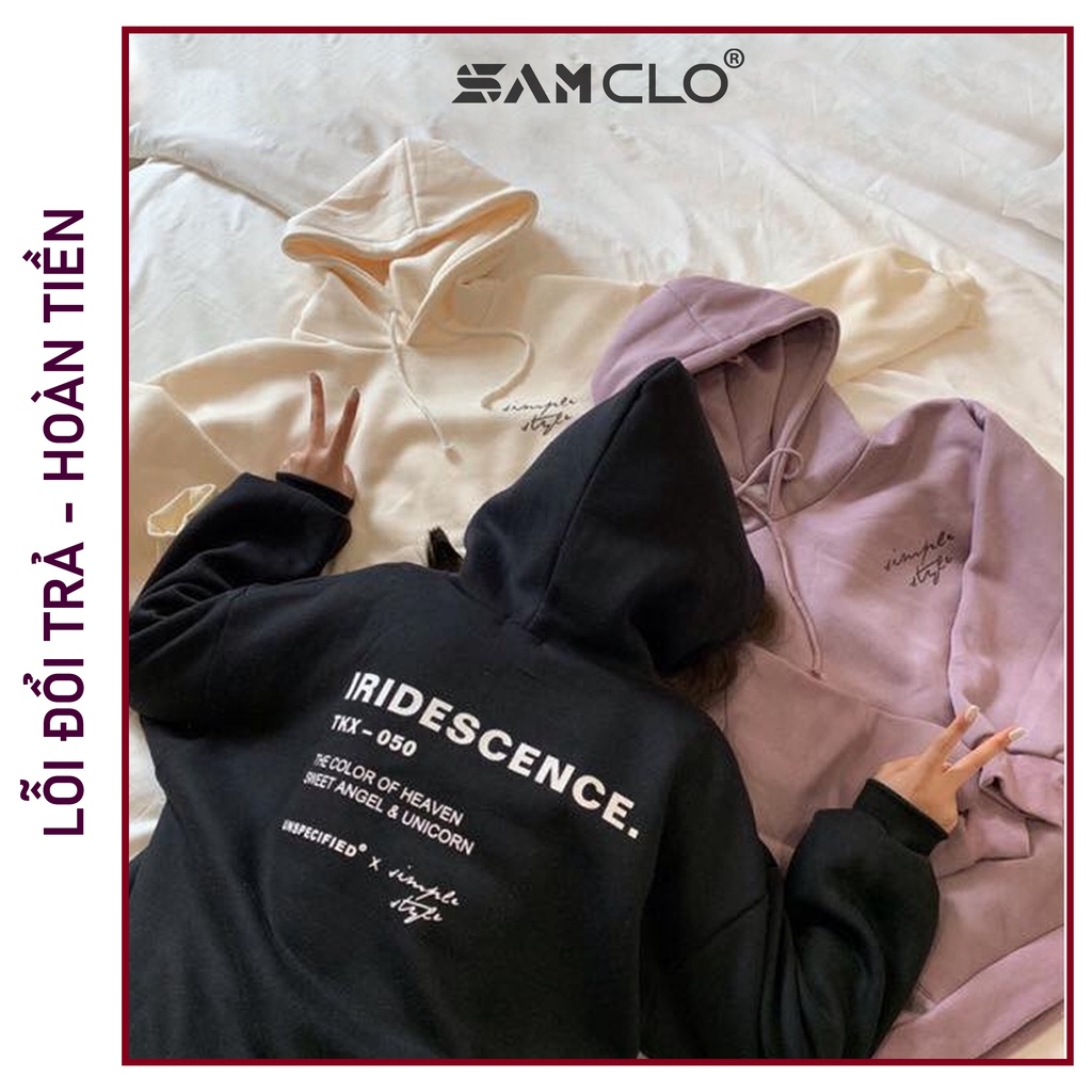 Áo khoác nỉ SAM CLO có mũ - ÁO HOODIE freesize nữ dáng unisex mặc nhóm, cặp - couple in chữ SIMPLE