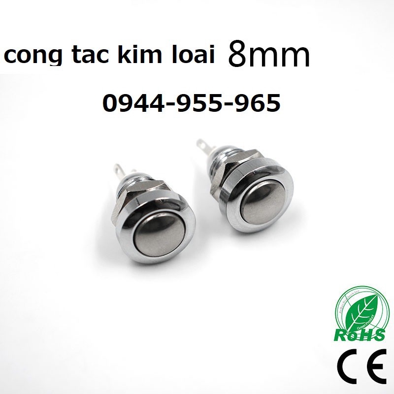 Công tắc 8mm kim loại nhả - 8mm momentary push button switch
