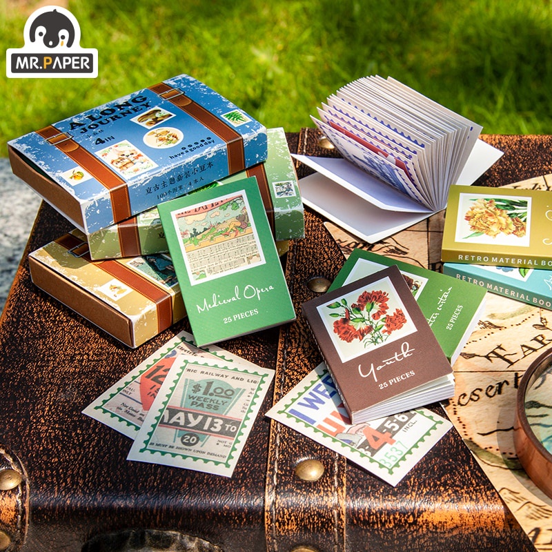 Mr.Paper 8 Designs A Good Day Haruka Journey Series Set Retro Material Sticker Book Paper Creative DIY Handbook Decoration