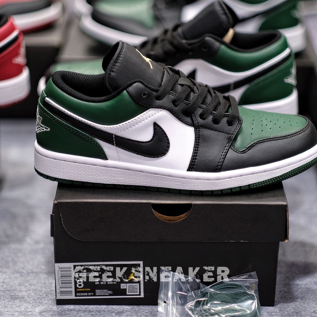 [GeekSneaker] Giày Jordan 1 Low Green Toe - ĐEN XANH TRẮNG 2021