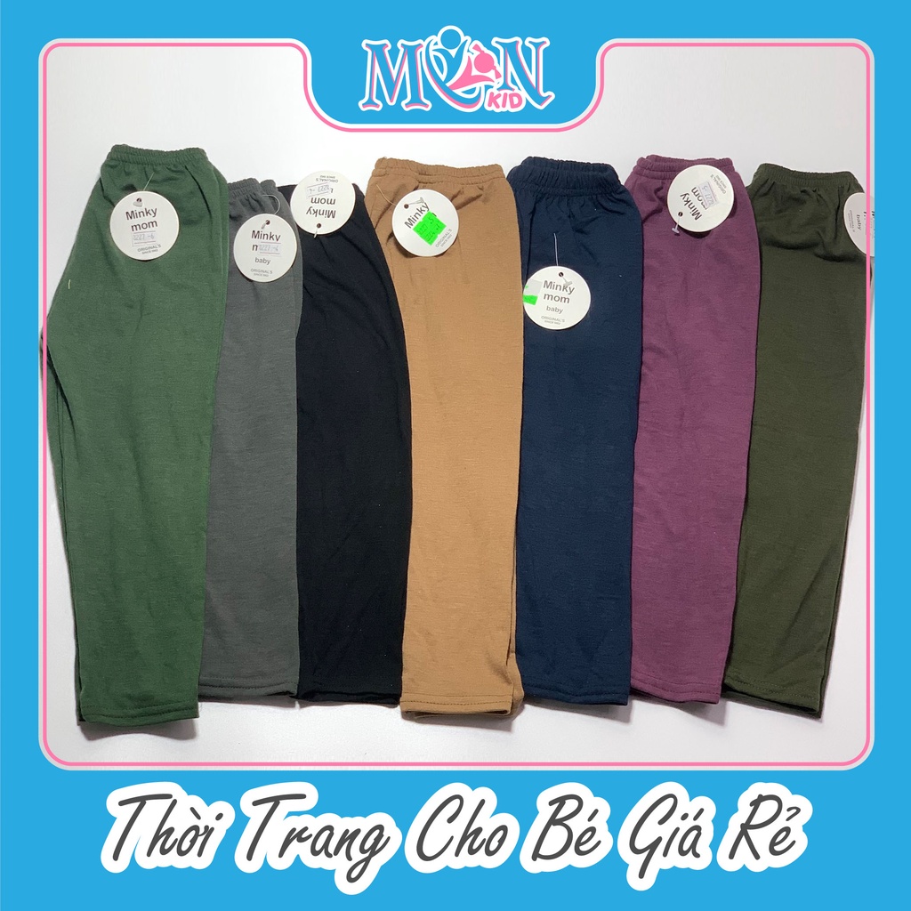 Quần Legging Bé Gái Monmonkid Thun Trơn Bo Ống Co Dãn 4 Chiều