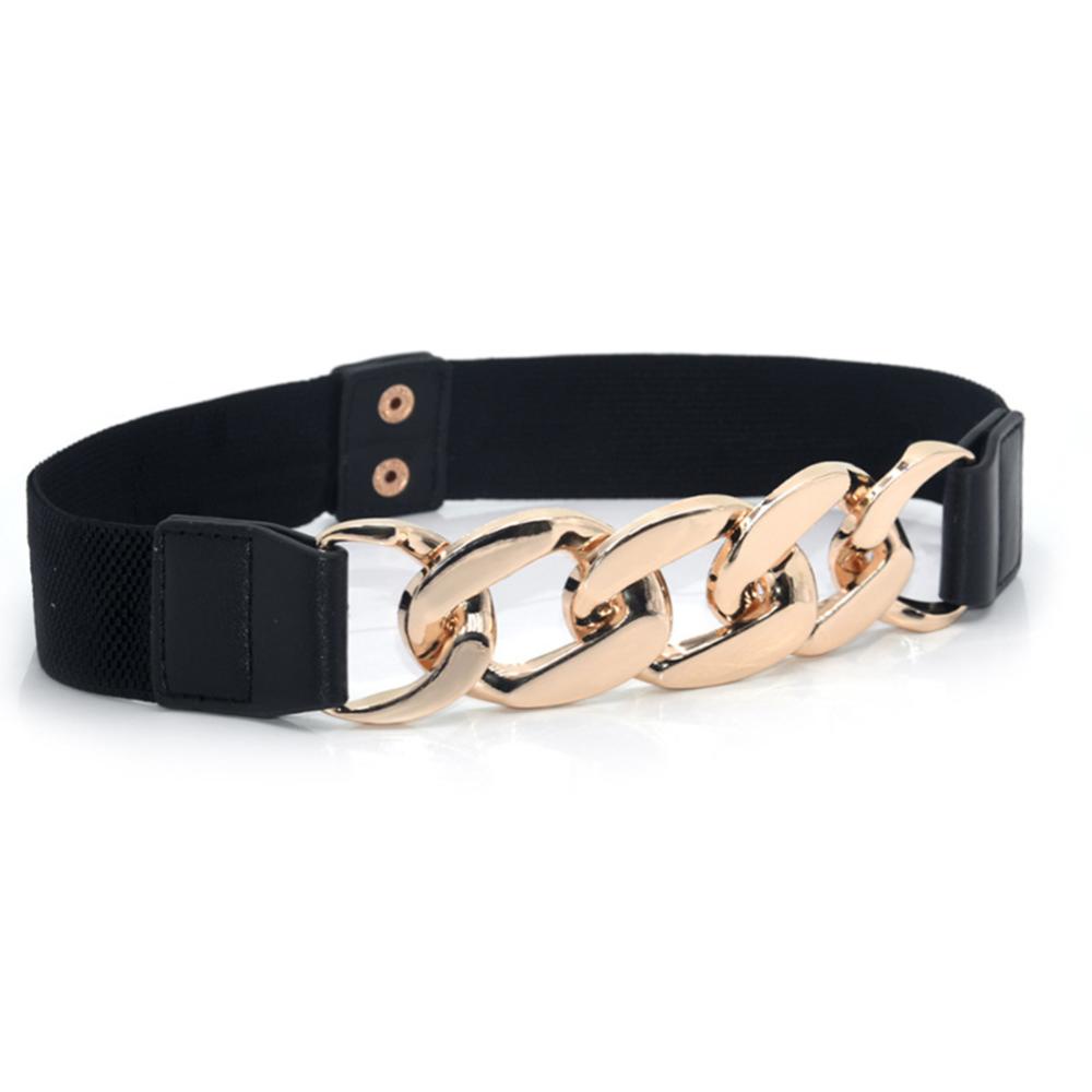 SMARTSIMPLE Women Elastic Wide Waist Belt Ladies Gold Color Chain Dress Belt Coat Sweater Female Waistband G7X8