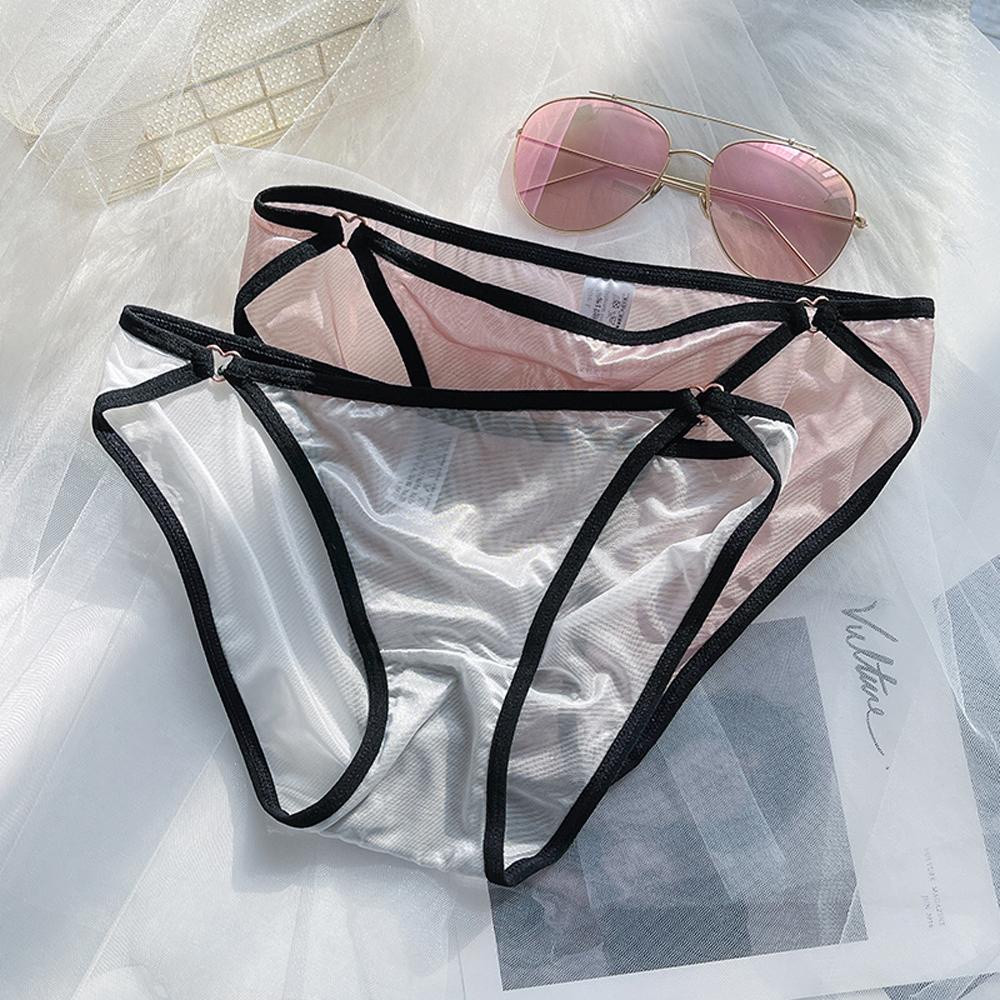 Quần Lót Lọt Khe Bằng Lụa Lạnh Thoáng Khí Màu Sắc Đơn Giản Quyến Rũ Cho Nữ