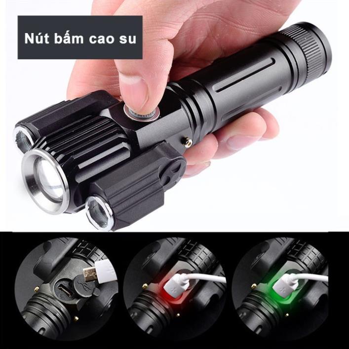 Đèn pin 3 pha 3 bóng siêu sáng xoay 360 độ chống thấm sạc pin ( tuyển khách sỉ)