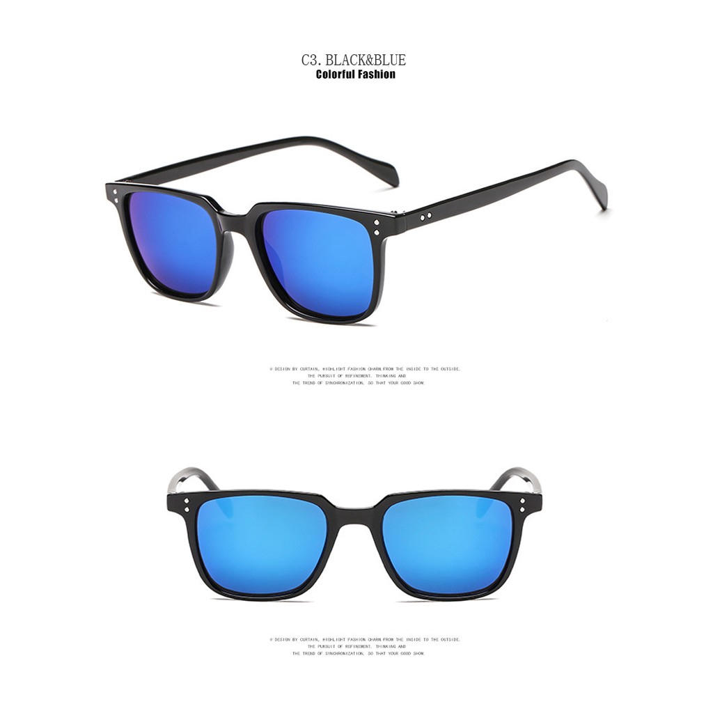 Kính gọng vuông thời trang nam phong cách INS cổ điển chống tia UV400