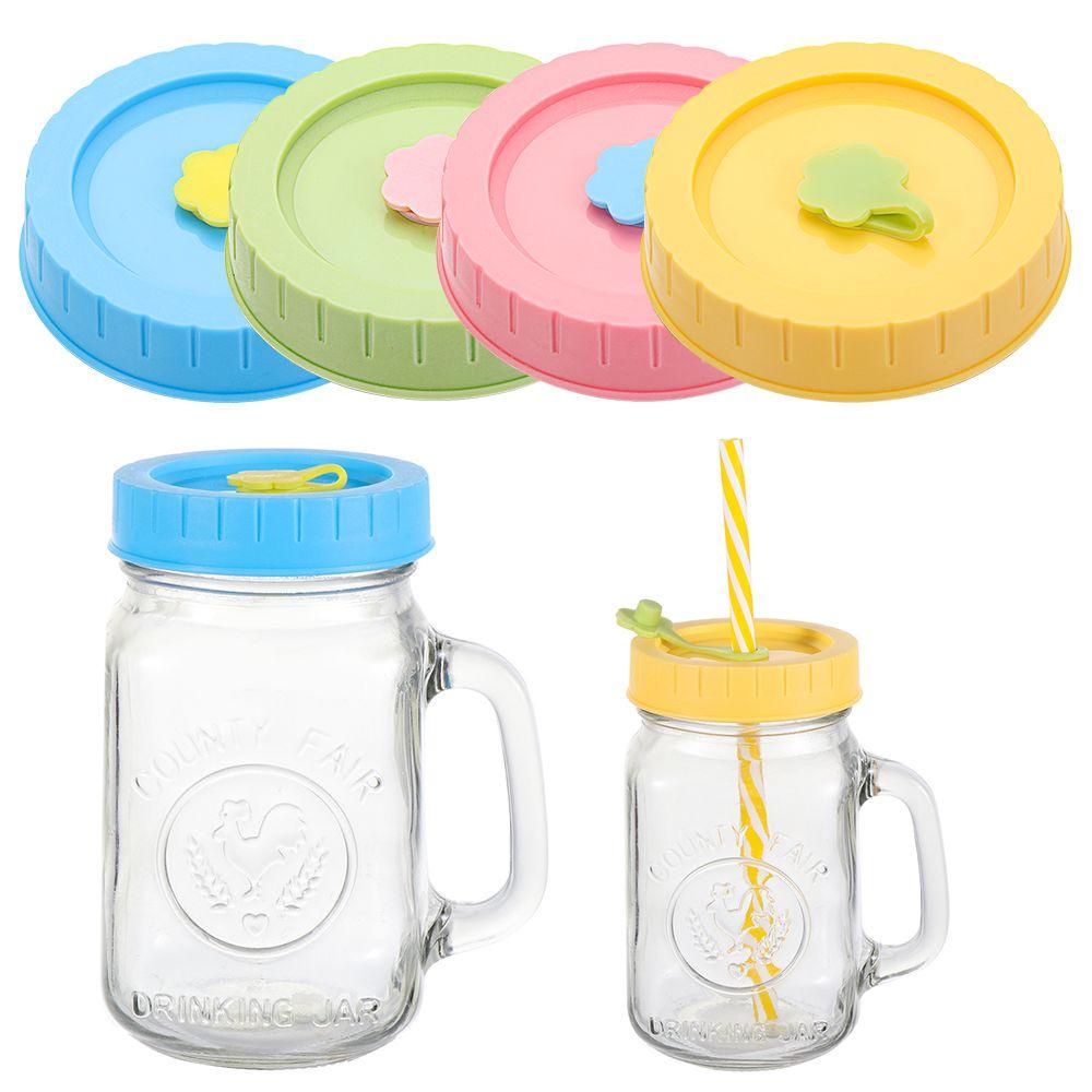 Bộ 1 / 4 Nắp Đậy Hũ Đựng Thực Phẩm In Hình Mason Dễ Thương