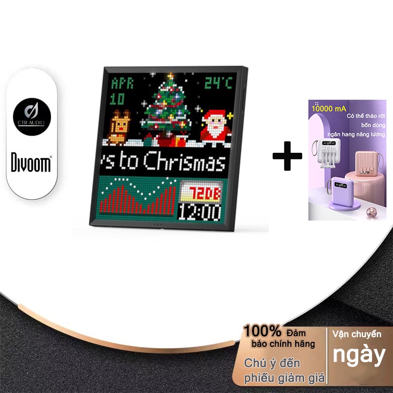 Màn hình LED Divoom Pixoo-64 64x64 pixel tích hợp App nhiều tính năng, có thể trang trí treo xe ô tô/ treo tường/ bàn