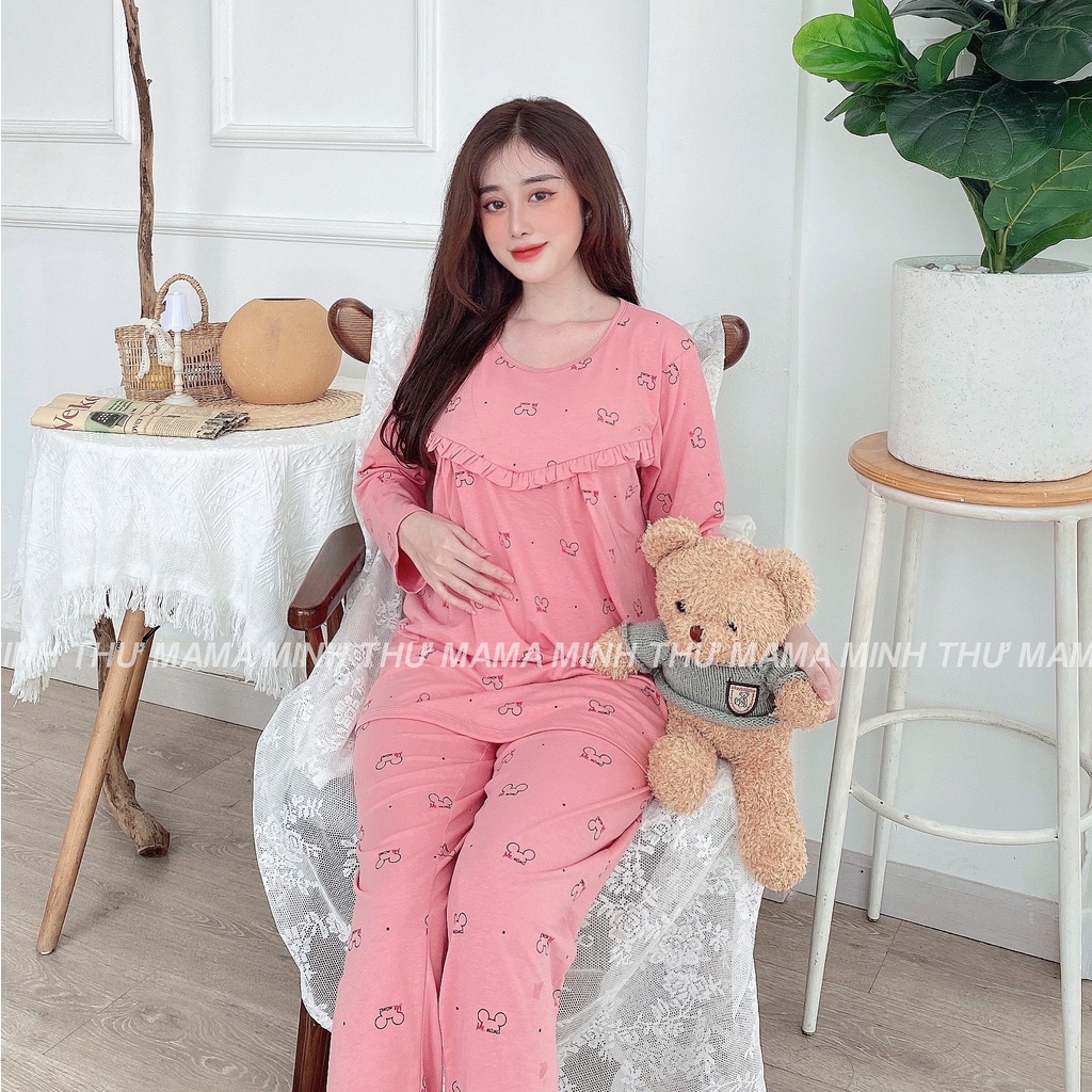 Bộ bầu - bộ sau sinh - chất liệu cotton - kiểu mới thời trang ( bèo đuôi tim - dài - QDTD - MS-011 )