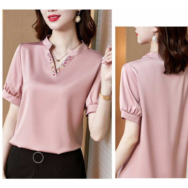 Áo Sơ Mi Cổ V Tay Ngắn Dáng Rộng Thời Trang Mùa Hè Tinh Tế Cho Nữ 2022 | BigBuy360 - bigbuy360.vn