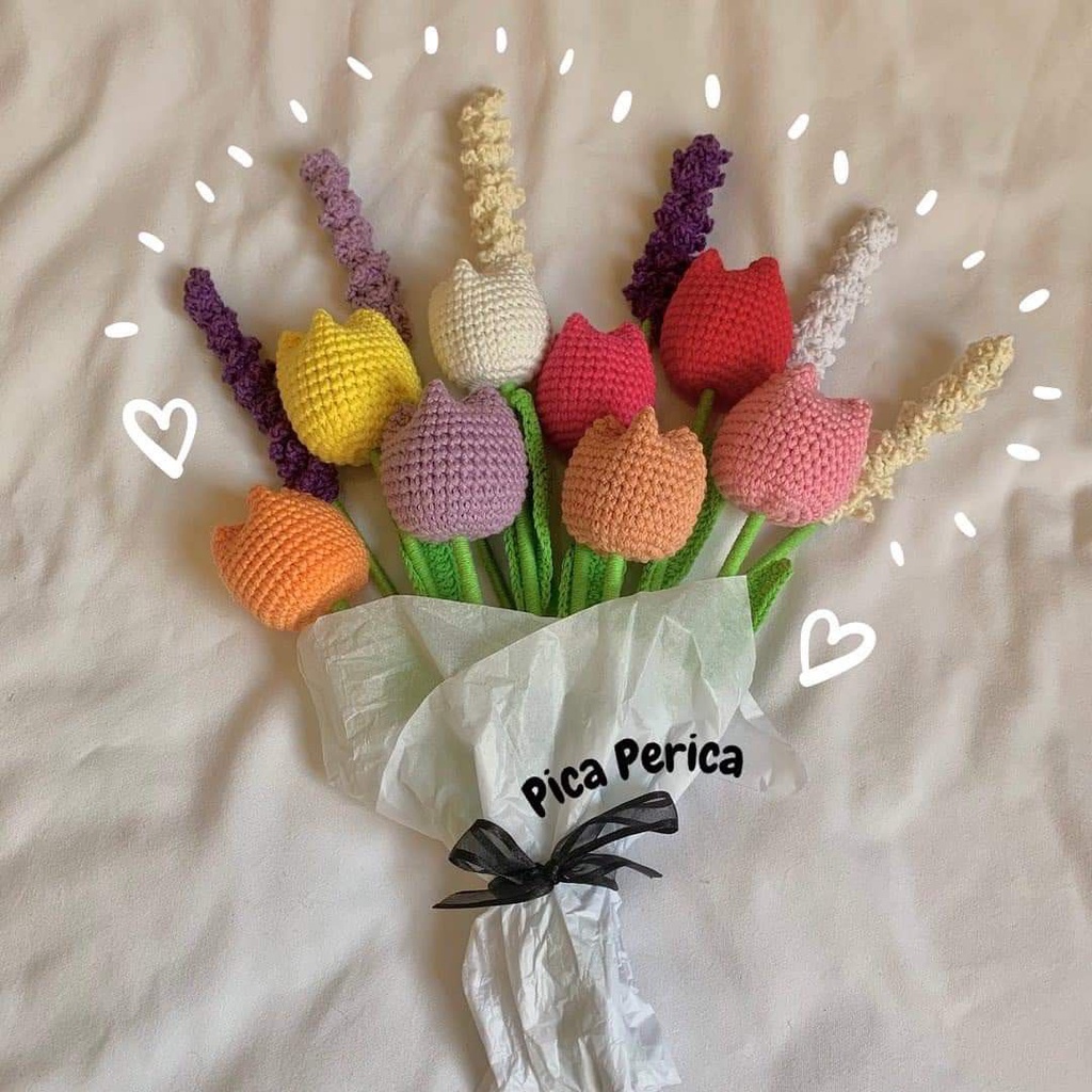 Bó Hoa Tulip Thủ Công DIY Sáng Tạo Trang Trí Nhà Cửa