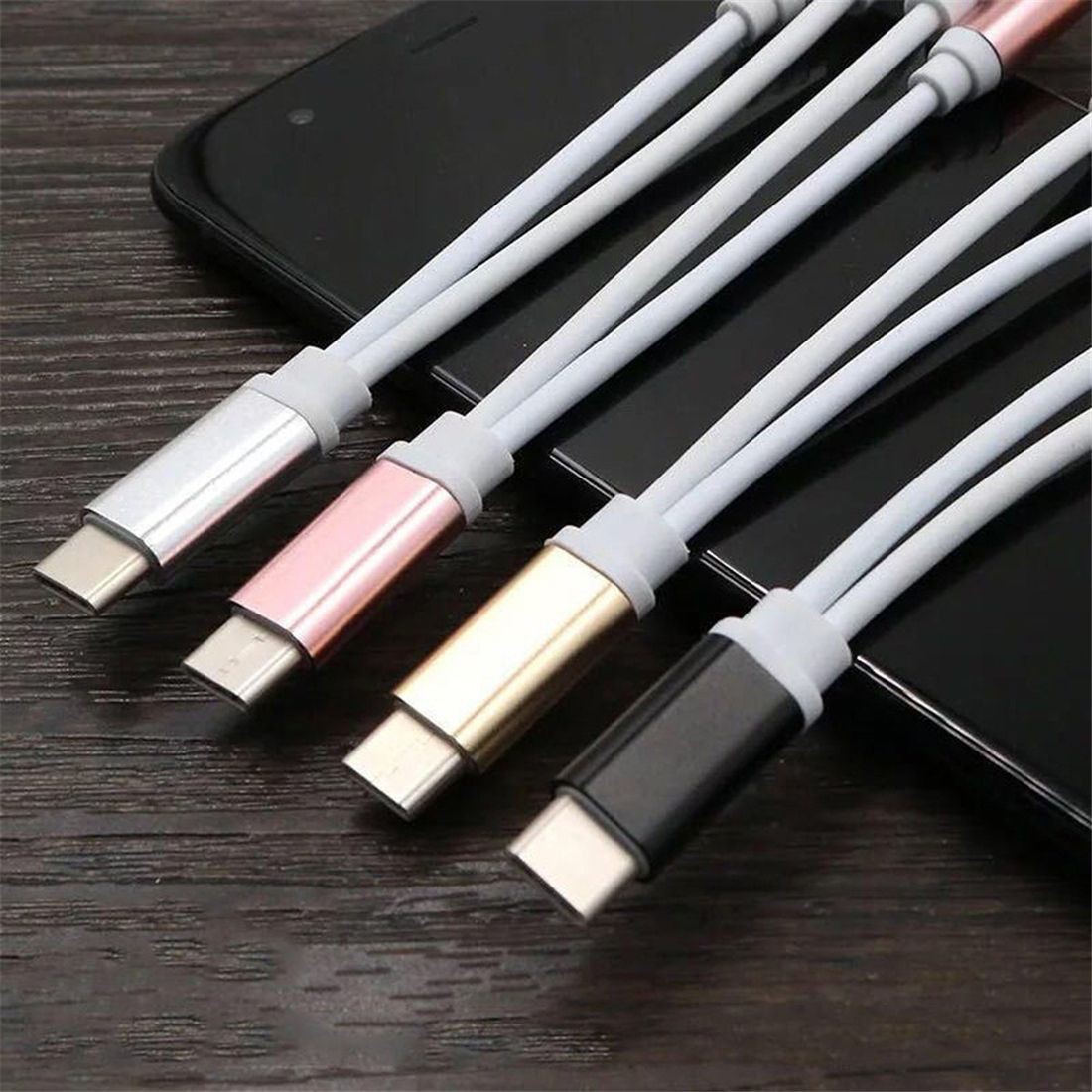 Gold USB TYPE-C to 3.5 audio cable TYPE-C headset cable TYPE-C phone charging adapter