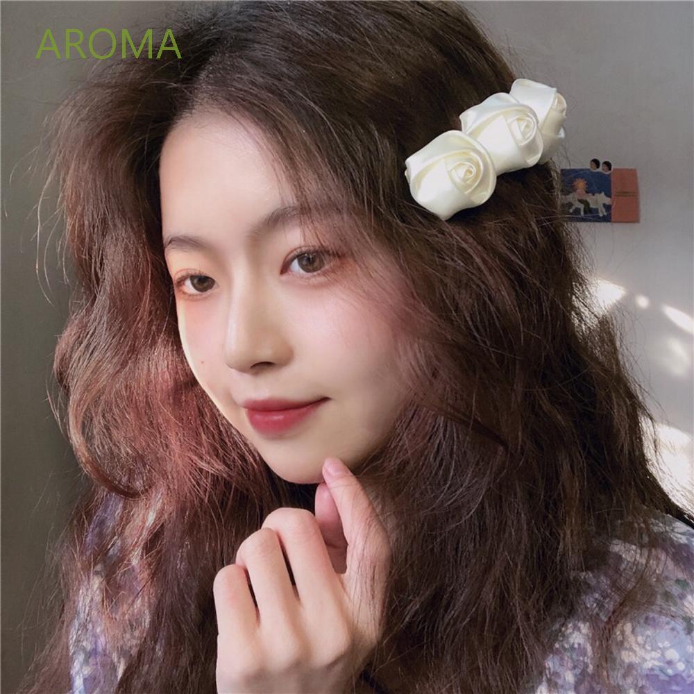 Kẹp Tóc Hình Hoa Hồng Chất Liệu Satin Thời Trang Cho Nữ