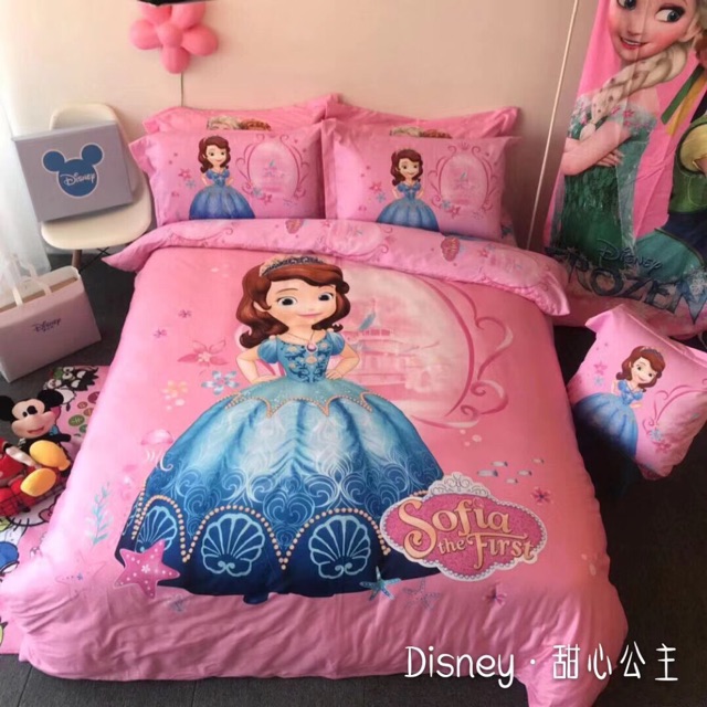 Chăn ga gối cotton lụa Disney cho bé gái