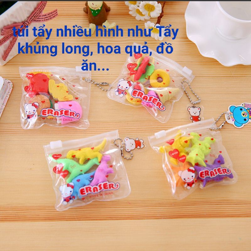 Tẩy túi nhiều hình (Tẩy Khủng Long, Tẩy hoa quả, Tẩy đồ ăn)