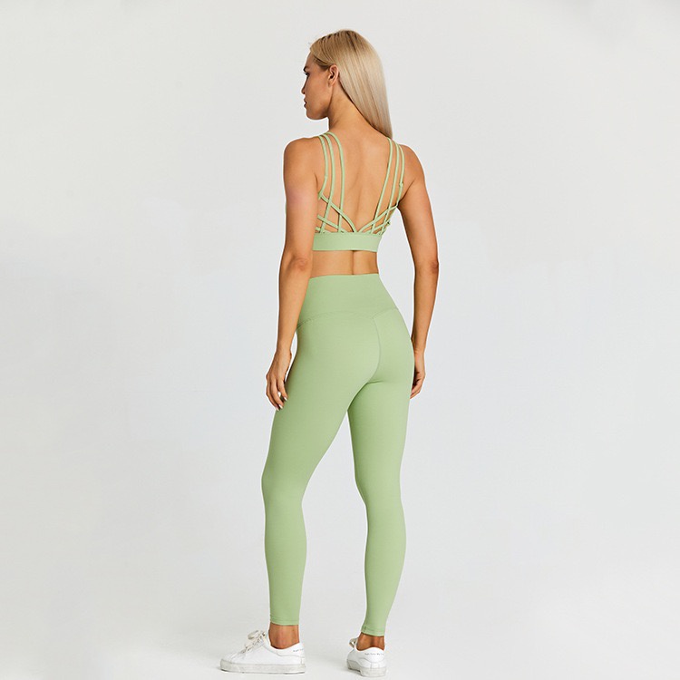 One set Áo Ngực Thể Thao Đan Dây Chéo Lưng &amp; Quần Legging Tập yoga