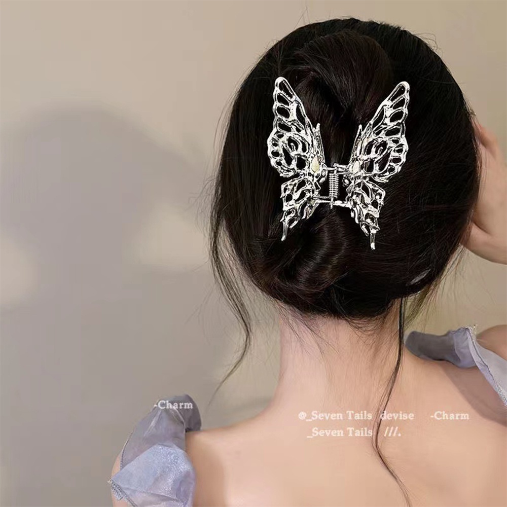 Kẹp tóc IF YOU hình bướm màu bạc phong cách Hàn Quốc cổ điển cho nữ