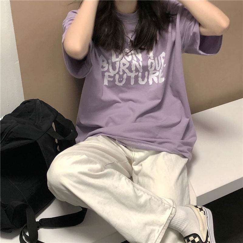 Áo Thun Tay Ngắn Dáng Rộng In Hình Thời Trang Hàn Quốc Cho Nữ