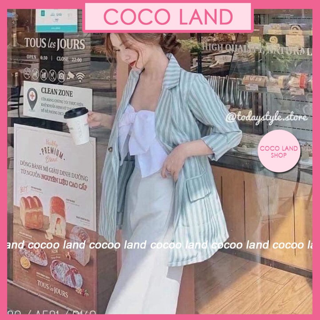 áo blazer nữ kẻ sọc hàn quốc cá tính coco land ulzzang