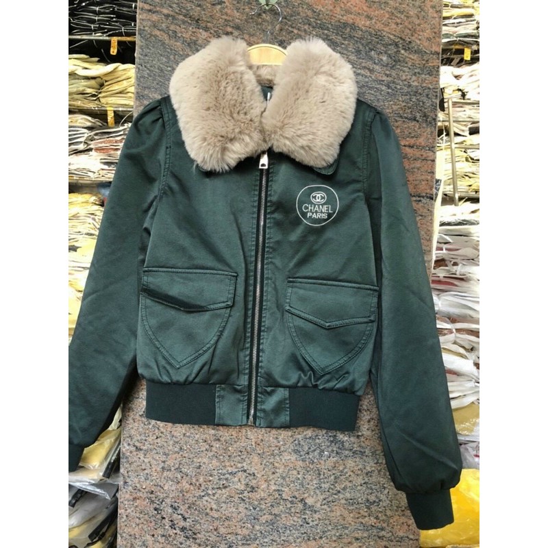 Áo da nhung cổ lông lót lông bo gấu | BigBuy360 - bigbuy360.vn