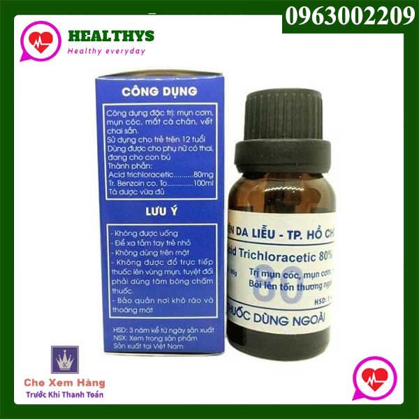 Thuốc Trợ Giúp Loại Bỏ Mụn Cơm, Mụn Cóc, Mắt Cá Chân, Vết Chai Sần Acid Trivhloracetic 80% - Healthys.vn | BigBuy360 - bigbuy360.vn