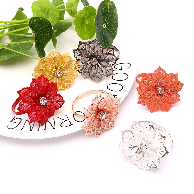 [takejoyfree 0527] 6Pcs Napkin Ring Flower Wedding Dinner Party Birthday Gathering Table Decor