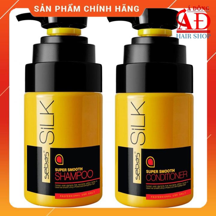 [Chính hãng] [Siêu rẻ] Bộ dầu gội xả Sebas Silk Super Smooth tơ tằm siêu mềm mượt dưỡng ẩm tóc khô 500ml