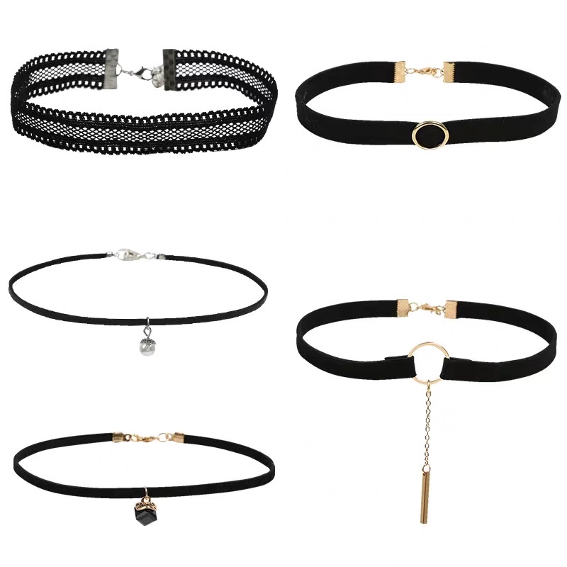 Vòng Cổ Choker Đen Trơn Mảnh Thiết Kế Đơn Giản Cá Tính Phong Cách Hàn Quốc Choker Cổ Phụ Kiện Trang Sức Nữ 2021