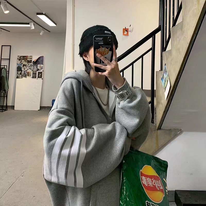 Áo khoác Cardigan nhung dày dáng rộng thời trang thu đông phong cách Hàn Quốc