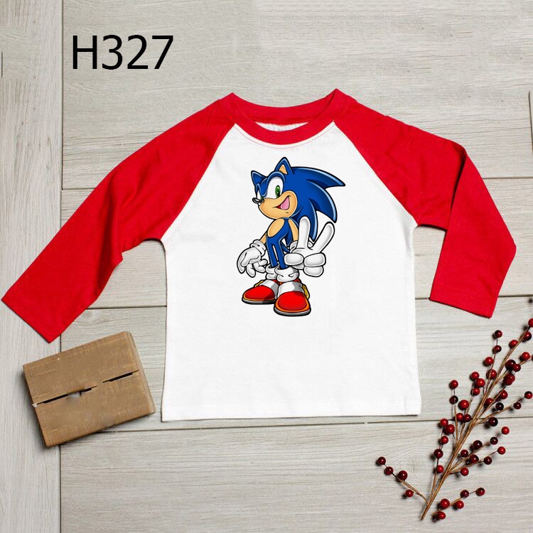 ✨ ❀ Áo Thun Tay Dài In Hình Nhím sonic Hoạt Hình Vui Nhộn 2 Màu Lựa Chọn Cho Bé Trai Và Gái