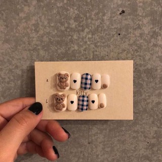{TẶNG KEO - DŨA} Nailbox - bộ móng tay giả đắp bột gấu teddy