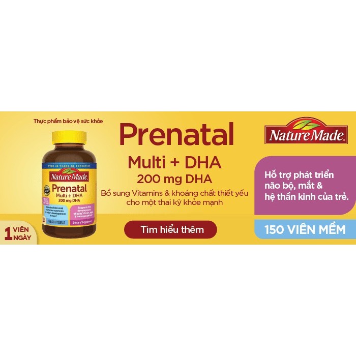 Vitamin cho bà bầu❤️Viên uống bà bầu Nature Made-Prenatal Multi+DHA 150 viên từ Mỹ