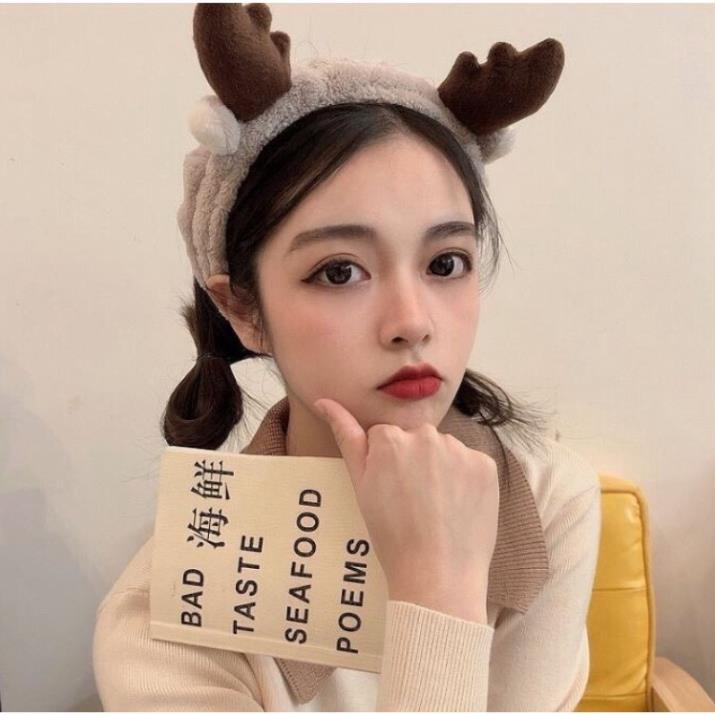 Băng đô rửa mặt băng đô cài tóc sừng hươu vải nhung sang chảnh, June Accessories
