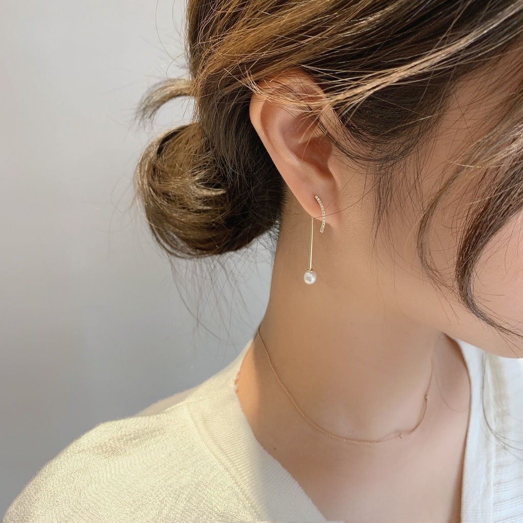 Đôi bông tai mạ bạc 925 đính ngọc trai giả thời trang dành cho nữ