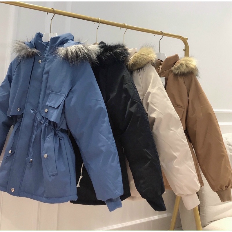 Áo parka nữ mũ - có dây điều chỉnh eo dễ dàng [HOT NHẤT]