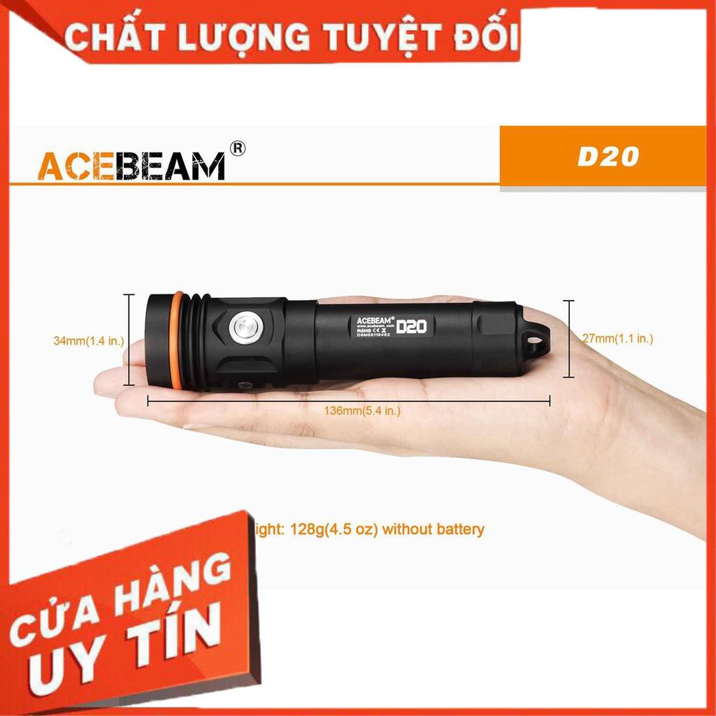 [BH 5 NĂM] ACEBEAM D20 - Đèn pin lặn độ sáng 2700lm chiếu xa 296m pin 21700 5000mAh (kèm theo) chịu độ sâu 200m