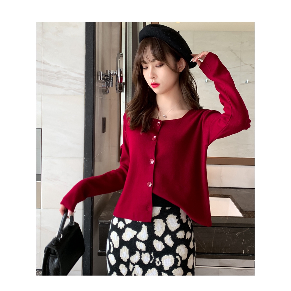 SUXI Áo khoác cardigan dệt kim dài tay màu trơn form rộng thời trang mùa thu cho nữ