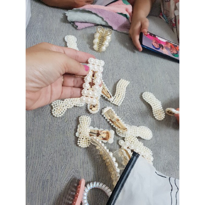 Kẹp Tóc Nhiều Mẫu Dễ Thương - Kẹp Tóc Phong Cách Hàn Quốc Đính Ngọc Trai nhiều mẫu cho chị em gái