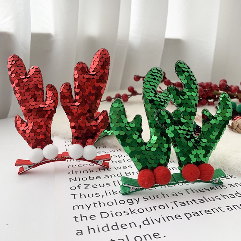 Kẹp tóc kiểu sừng tuần lộc đính kim sa long lanh thời trang