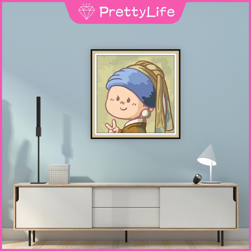 Bộ Tranh Đính Đá 5D Tự Làm 30x30cm / 40x40cm / 50x50cm Hình Nhân Vật Hoạt Hình Dễ Thương Trang Trí Nhà Cửa