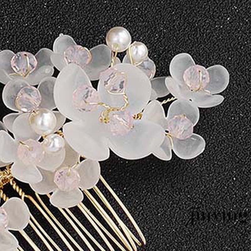 GETNOIVAS Lược cài tóc hợp kim đính hoa giả thanh lịch phong cách Hàn Quốc cho cô dâu