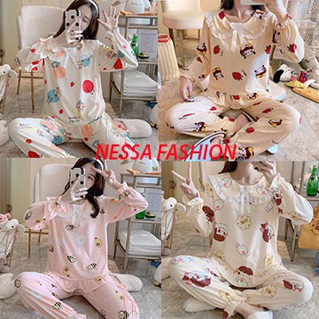 Bộ Đồ Ngủ Mặc Nhà 🍅 Freeship 🍅 Quần Áo Ở Nhà Ngủ Nữ Dài Tay Hè Thu Đông Xuân BĐN18 Kiểu Dáng Hàn Quốc Dễ Thương Hot