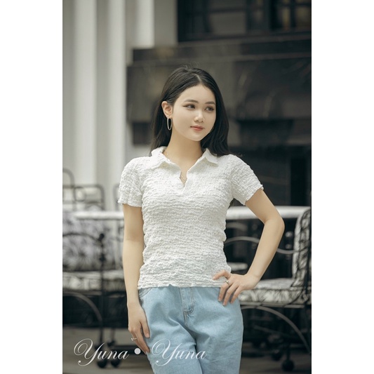 Áo polo  body YUNA chất liệu xốp nhăn co dãn bốn chiều siêu hách dáng, thời trang nữ YUNA_A001