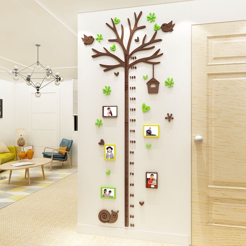 Thước đo chiều cao cho bé Cây Khung Ảnh Đo Chiều Cao Tranh dán tường mica 3d decor Nhiều Size - EPeBen