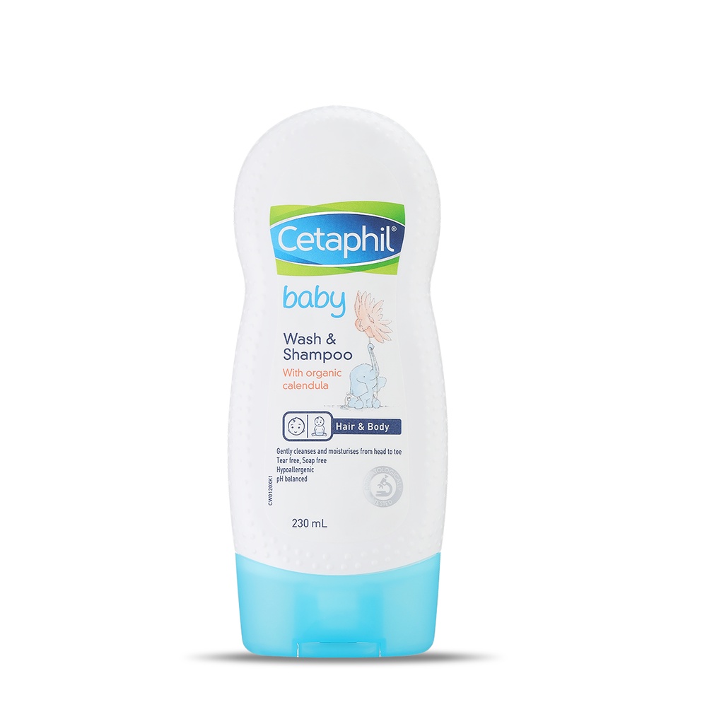 Sữa tắm gội dịu nhẹ cho bé Cetaphil Baby Wash &amp; Shampoo with Organic Calendula 2IN1 230ml [Nhập Khẩu Chính Hãng]