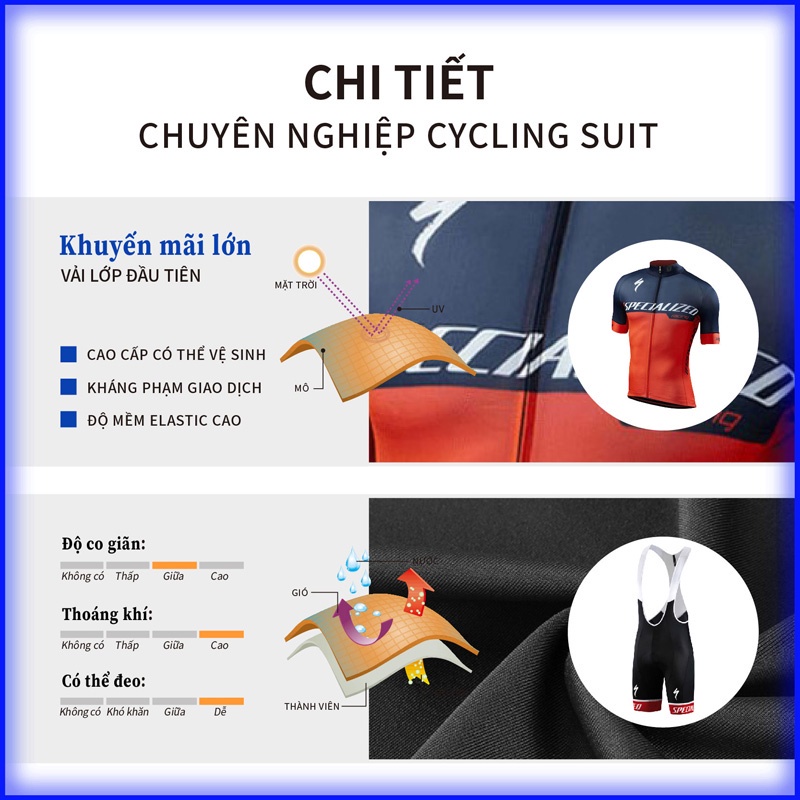 CHUYÊN DỤNG Quần áo dành cho xe đạp leo núi Bộ Jersey đi xe đạp nhẹ nhàng Thoải mái mềm mại và đàn hồi thấm mồ hôi Quần áo thể thao khô nhanh